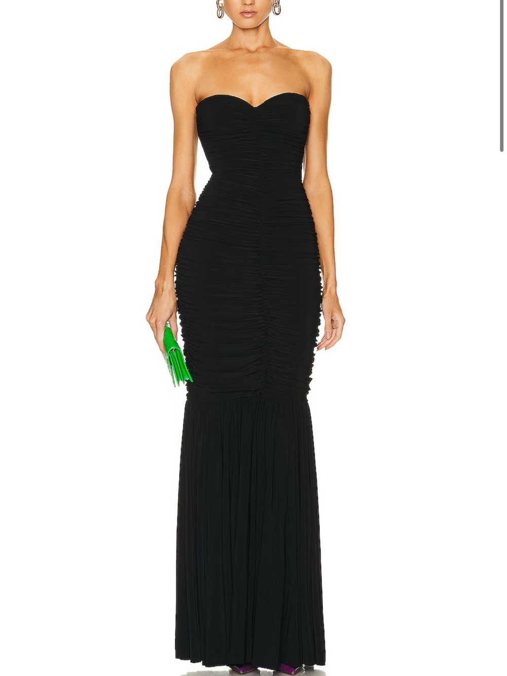 Norma Kamali Black Strapless Ruched Mermaid Maxi Dress